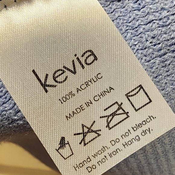 KEVIA Large 100% Acrylic Blue Poncho - Picture 4 of 10